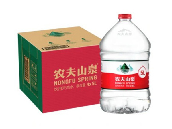 農夫山泉天然飲用水5升4瓶箱一次性桶裝水